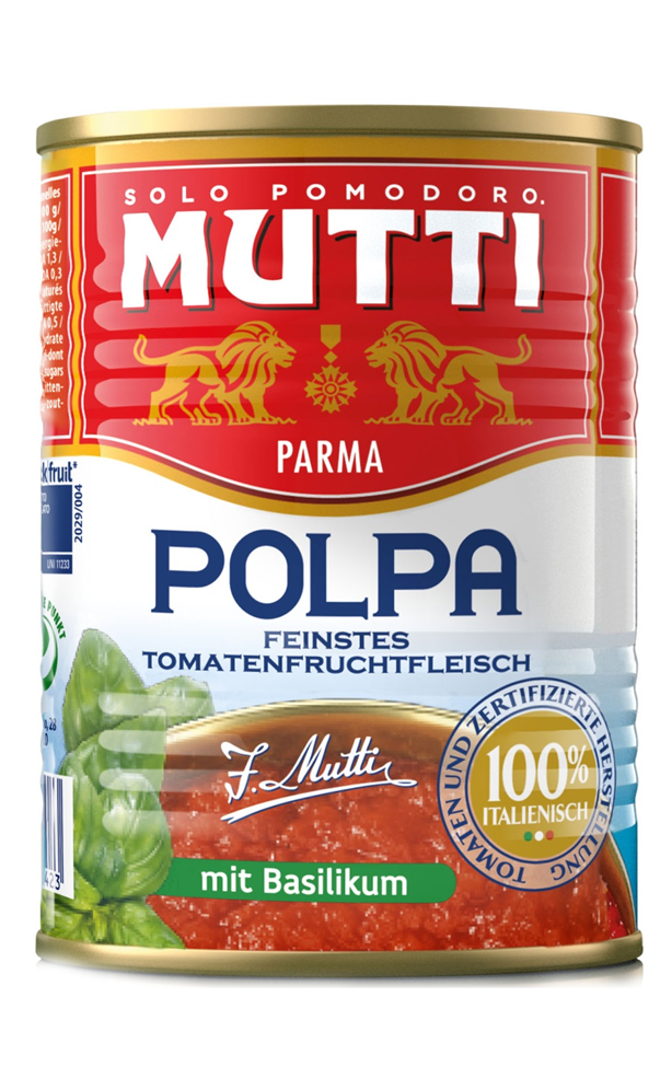 Томаты резаные кубиками в томатном соке с базиликом "Мутти" (0,4 кг) 