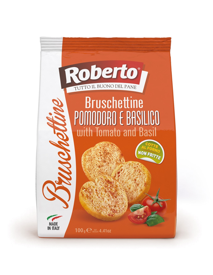 Хрустящие хлебцы Брускеттине со вкусом томатов и базилика "Roberto" (0,1 кг)
