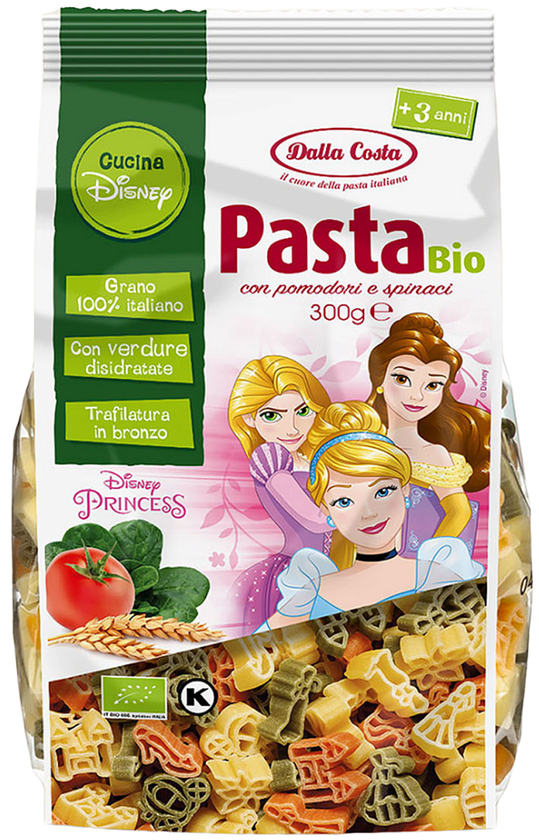 Макаронные изделия Disney Фигурные со шпинатом и томатом "Принцесса Био" (0,3 кг) 